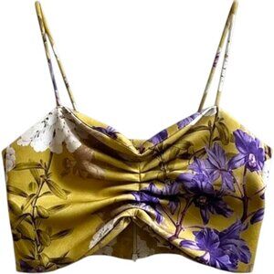 Eugenia Fernández Viena Orquídea Floral Crop Top Yellow Purple Resort M